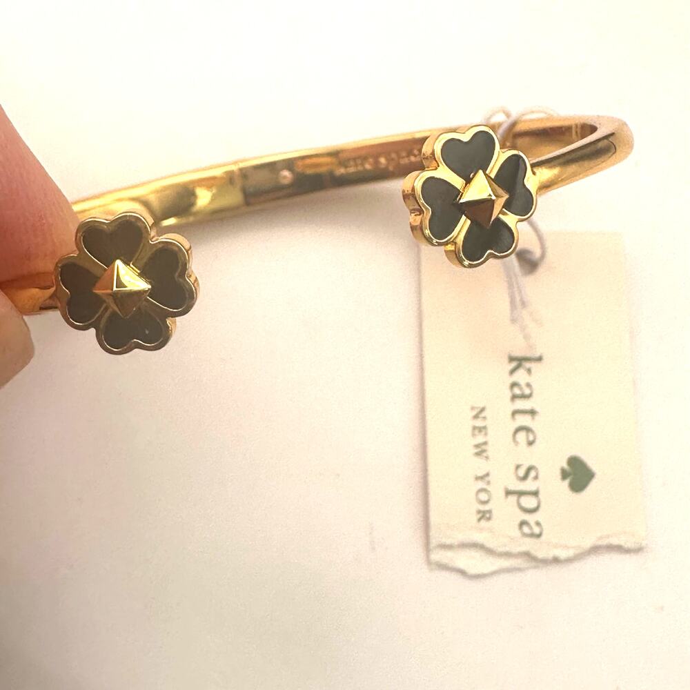 KATE SPADE Black Spades & Studs Cuff Bracelet Gold Plated Designer Bracelet - Picture 8 of 11